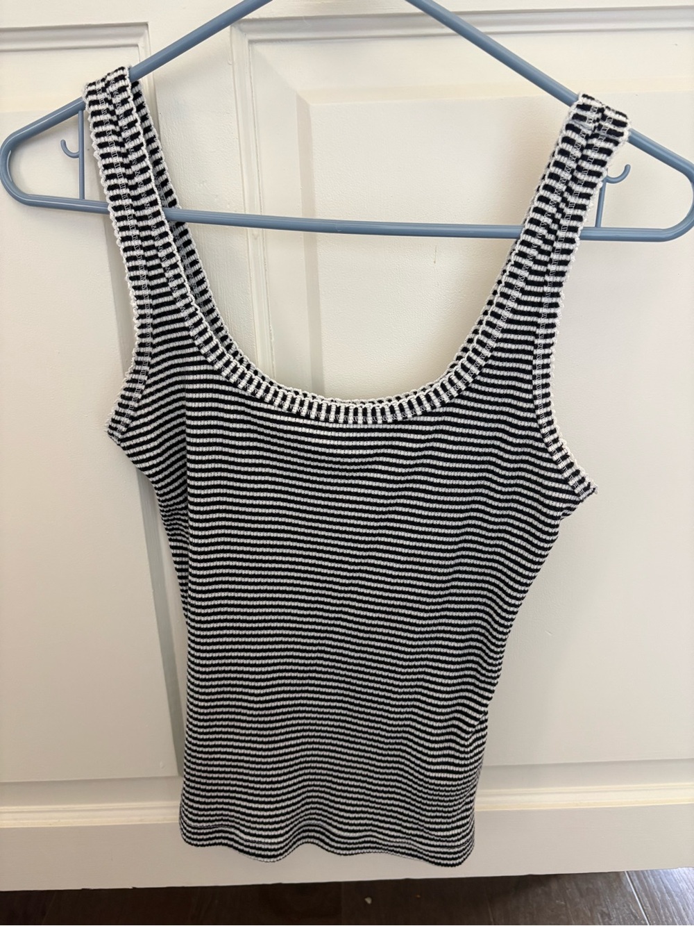 Black & White Striped Knit Tank Top - Women